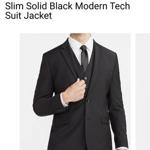Express Solid Black Modern Tech Suit Jacket